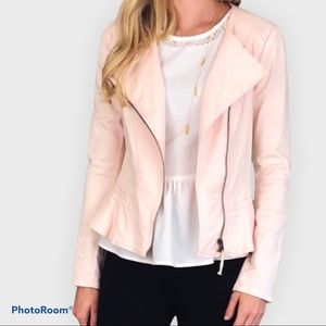 Elle Moto Peplum Baby Pink Denim Jacket - make offer, will donate June 20